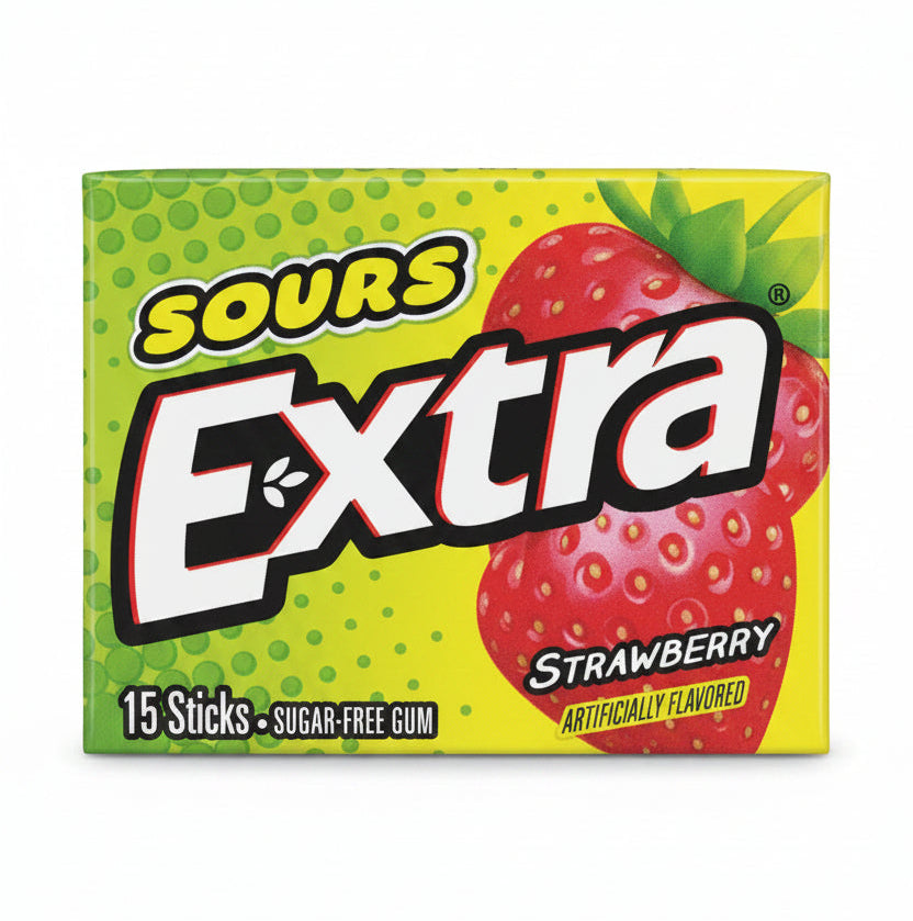 Extra Sours Strawberry Sugar Free Chewing Gum 15 Stick