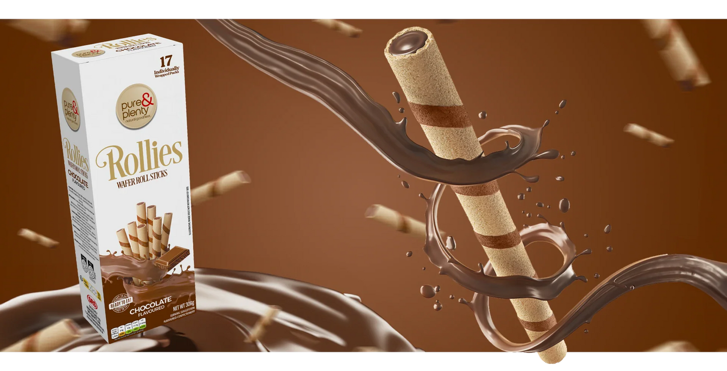 P&P Rollies Wafer Roll Sticks Chocolate 306g
