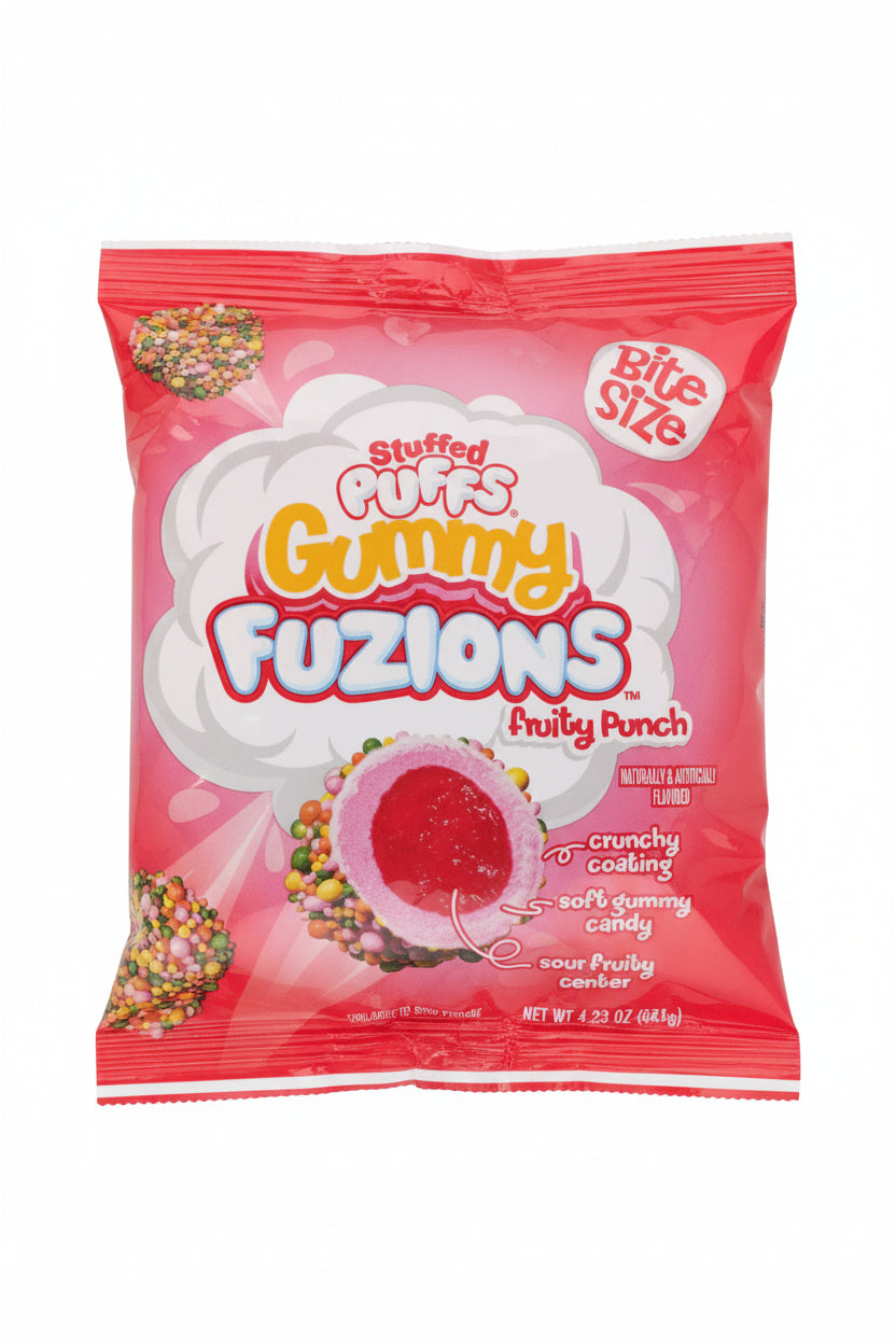 US Stuffed Puffs Gummy Fuzions Fruity Punch 120g
