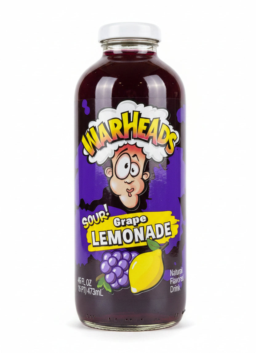 Warheads Grape Sour Lemonade Glass Bottle 473ml