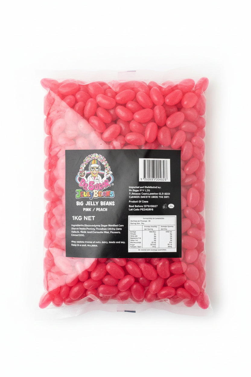Dr Sugar - Big Jelly Beans Pink - Peach Flavoured 1kg
