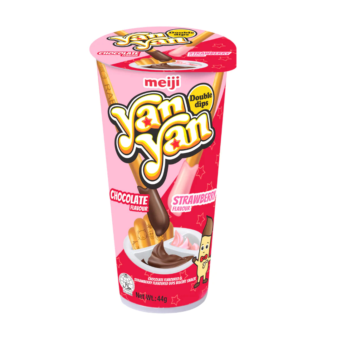 Meiji Yan Yan Double chocolate and strawberry Biscuit cream 44g