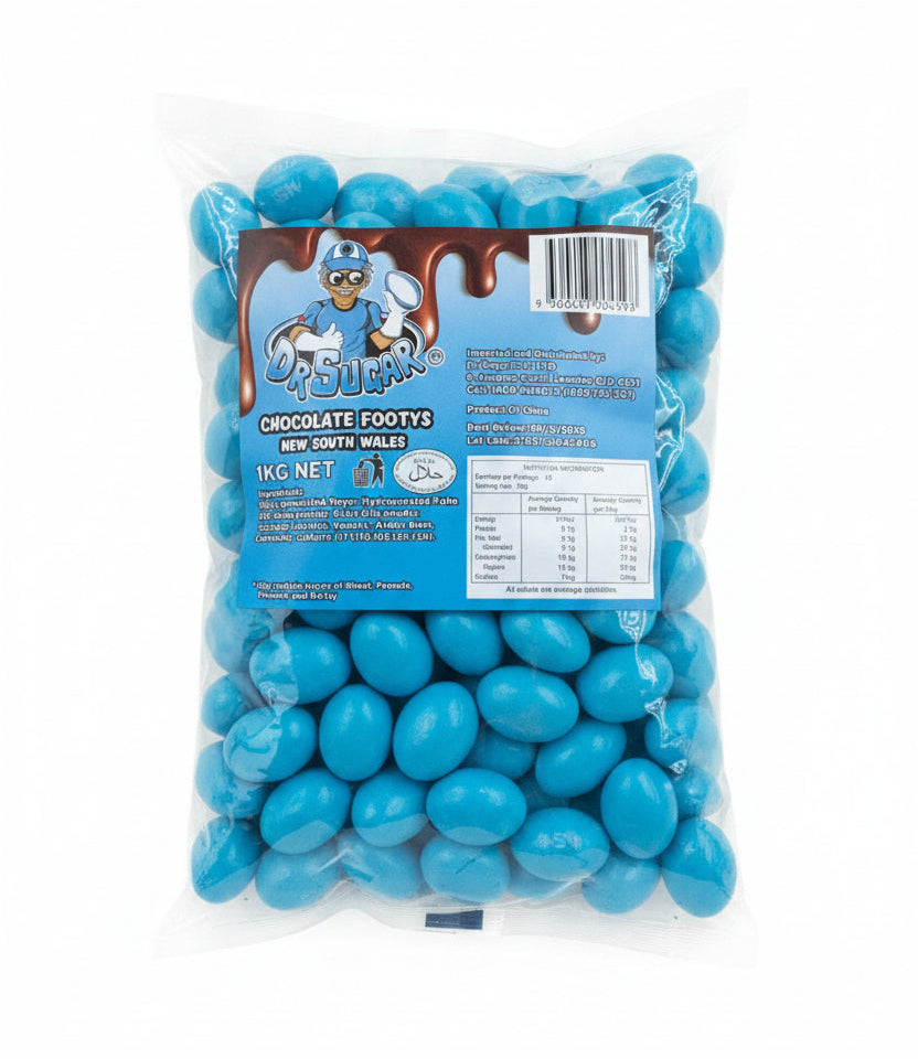 Dr Sugar - CHOCOLATE Footballs - NSW - Blue colour 1kg