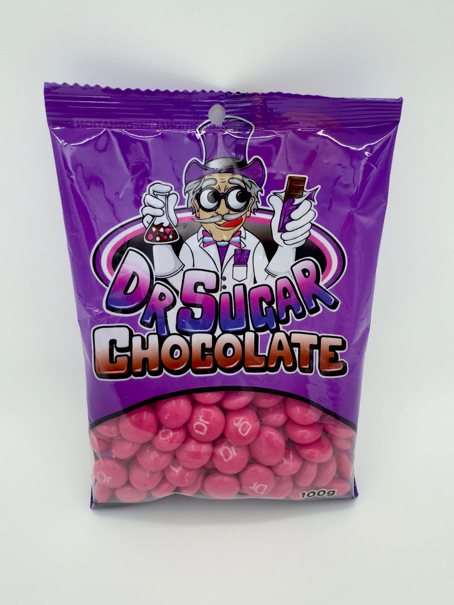 Dr Sugar 100g Pink Chocolate Beans Buttons - Tom's Confectionery Warehouse