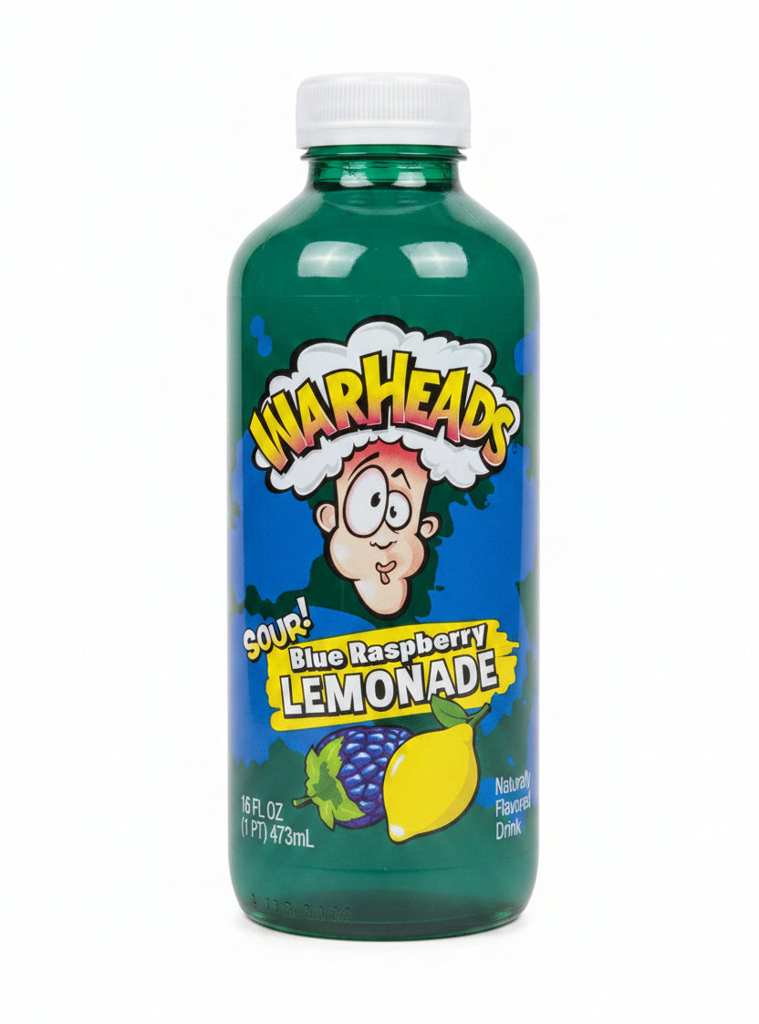 Warheads Blue Raspberry Sour Lemonade Glass Bottle 473ml