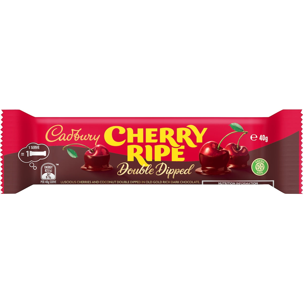 Cadbury Cherry Ripe Double Dipped Dark Chocolate Bar 40g