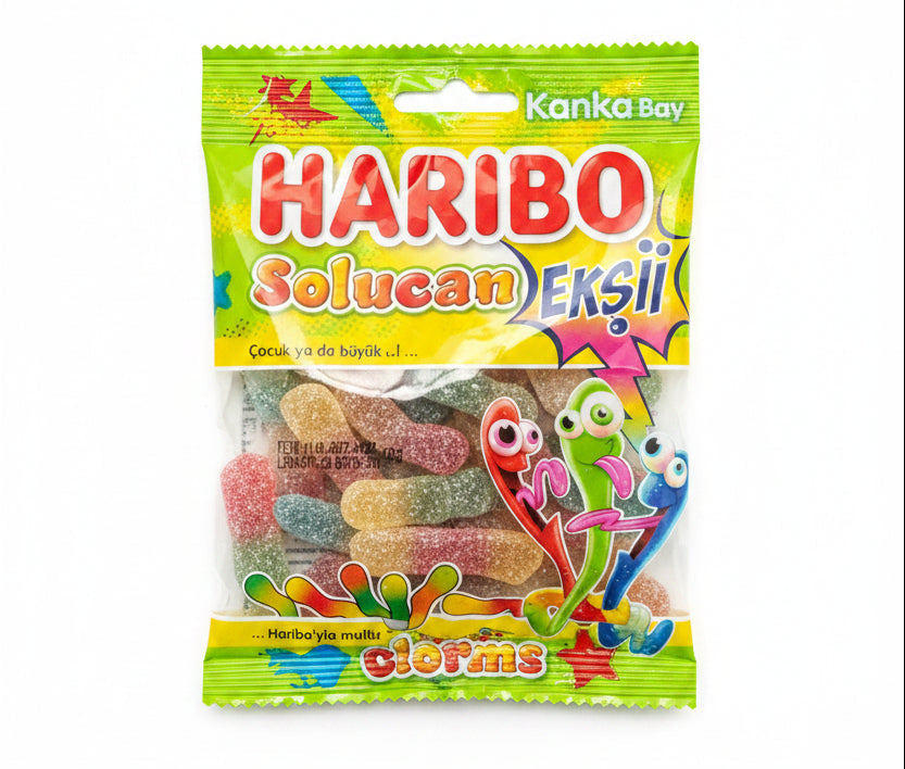 Haribo Halal Sour Worms Solucan 70g