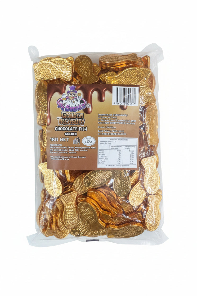 Dr Sugar - Gold Chocolate Fish 1kg - Tom's Confectionery Warehouse