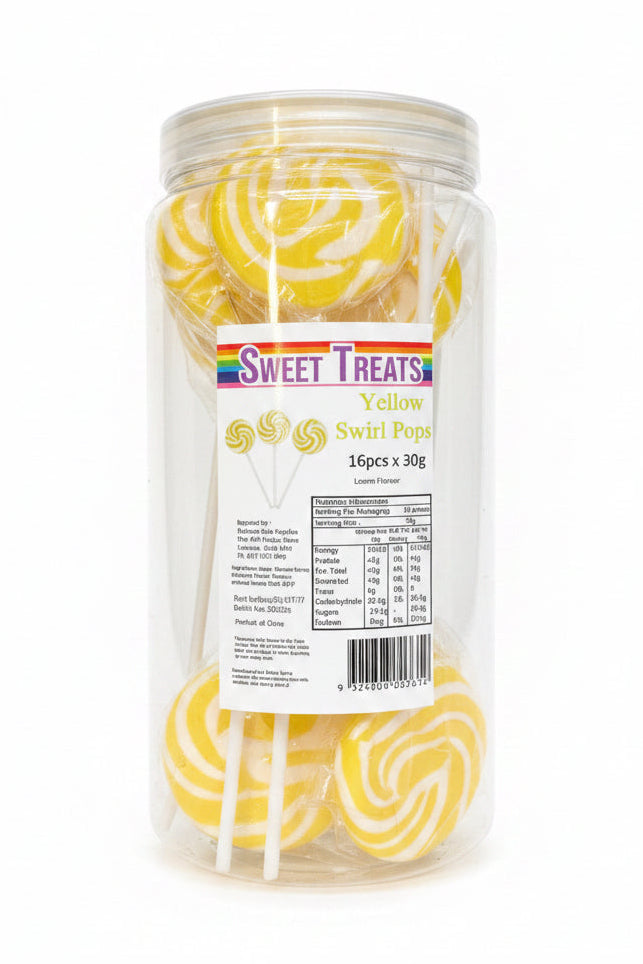 Sweet Treats Yellow Twist Pops 24pcs - Tom's Confectionery Warehouse