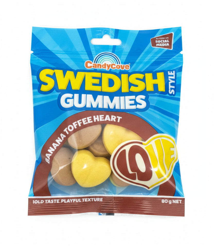 CandyCove Swedish Gummies Banana Toffee Heart 80g
