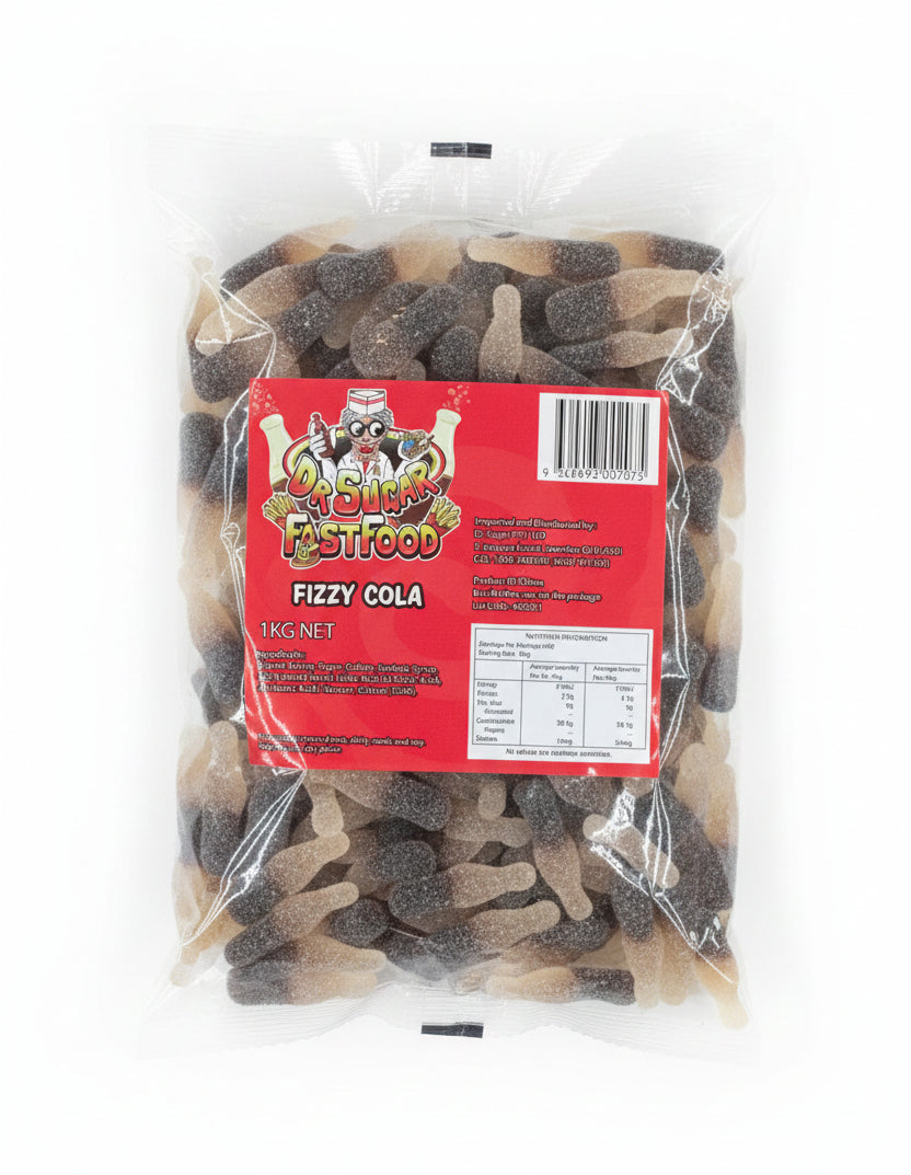 Dr. Sugar Fizzy Cola Bottles 1kg - Tom's Confectionery Warehouse