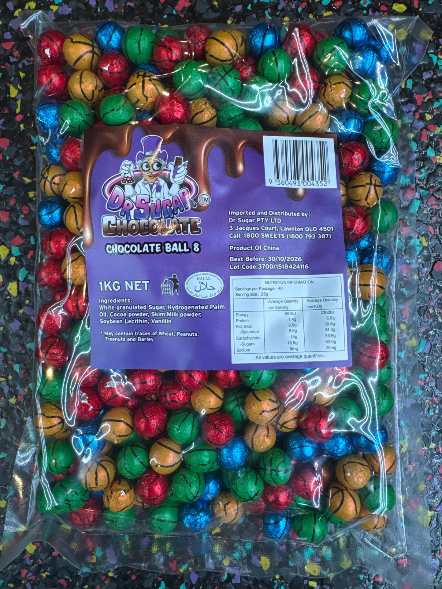 Dr Sugar - Basketball Chocolate Ball (ball 8) 1kg
