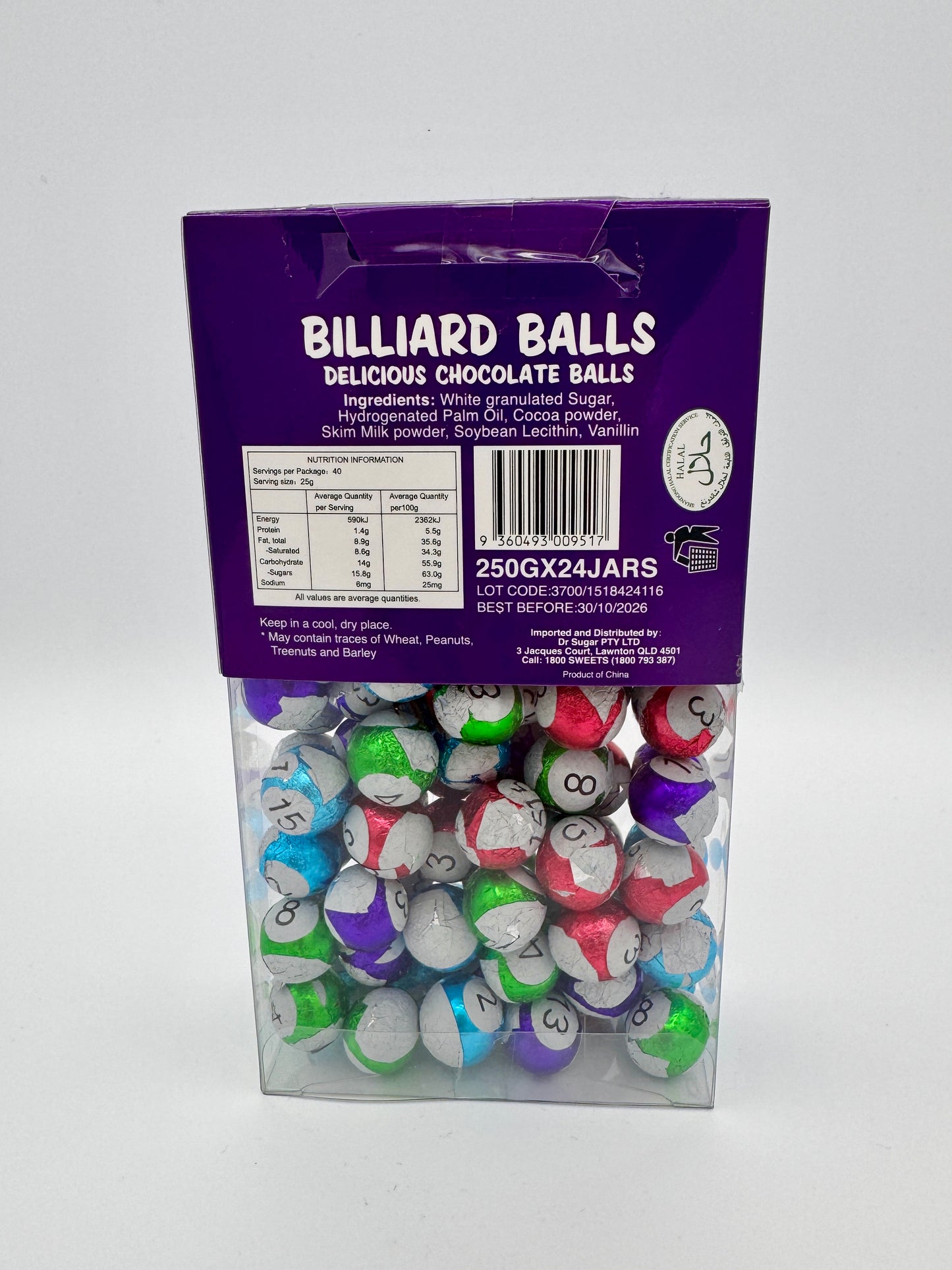 250g CHOCOLATE BALL-BILLIARD BALLS