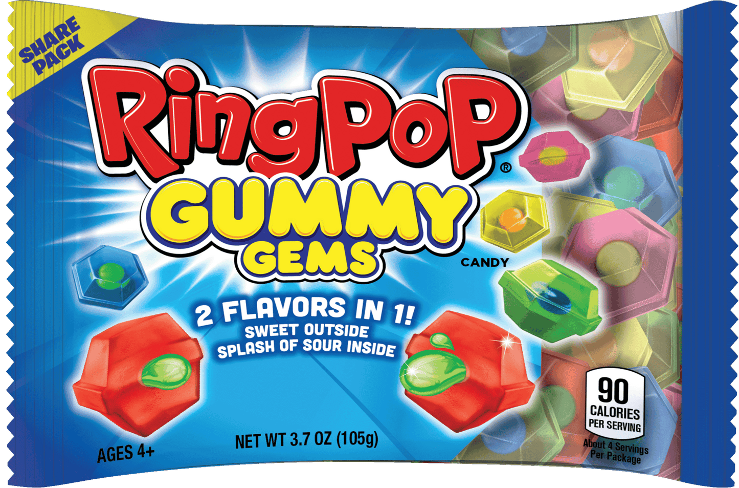 RING POP GUMMY GEMS 105G