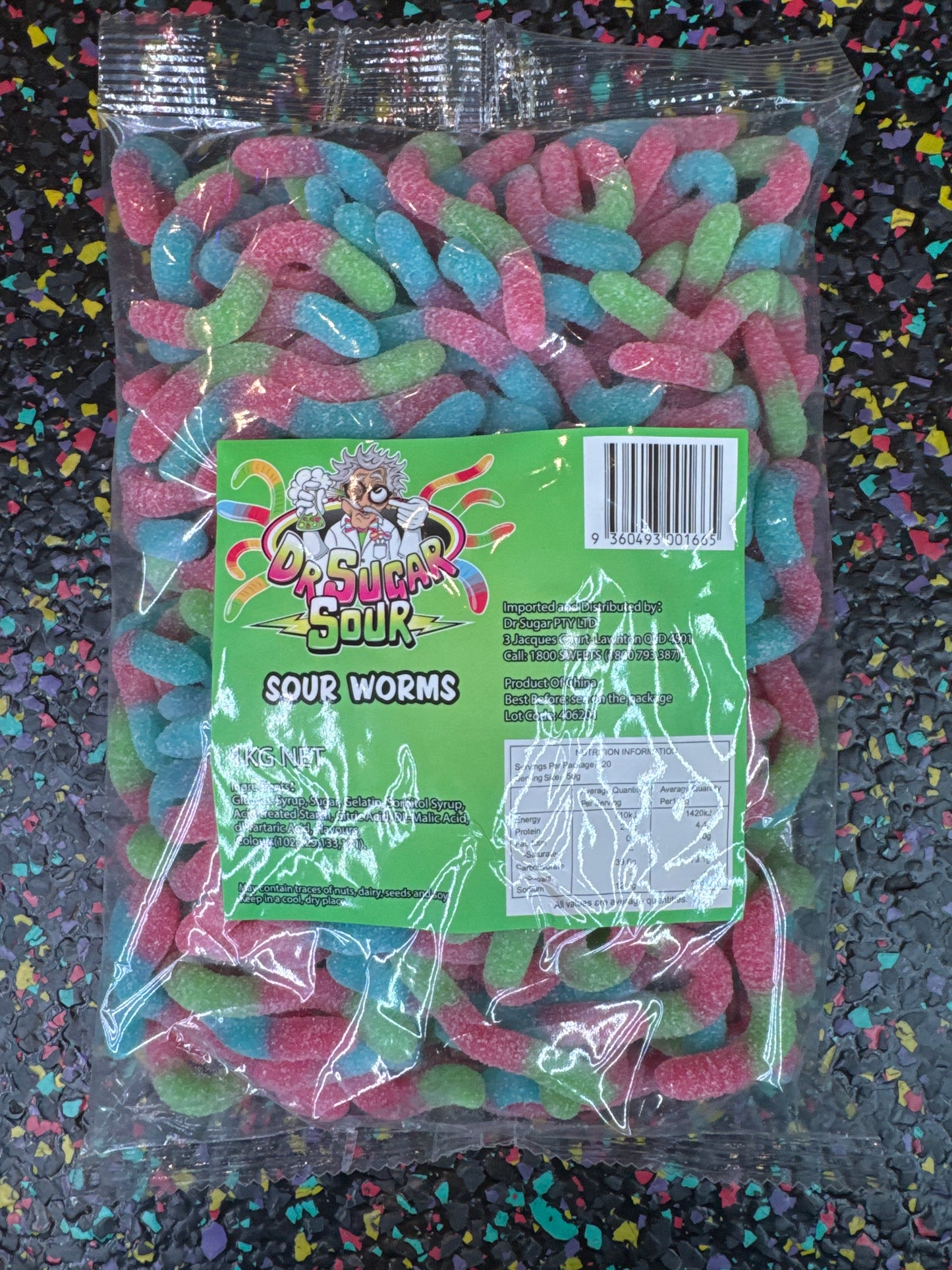 Dr. Sugar sour Neon Worms 1kg