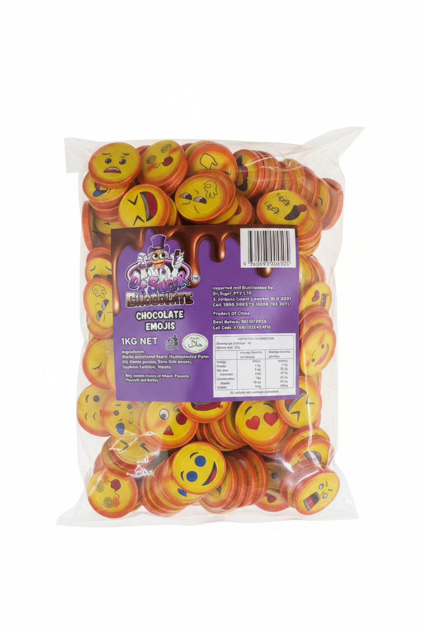 Dr Sugar - Emoji Chocolate Coin 1kg - Tom's Confectionery Warehouse