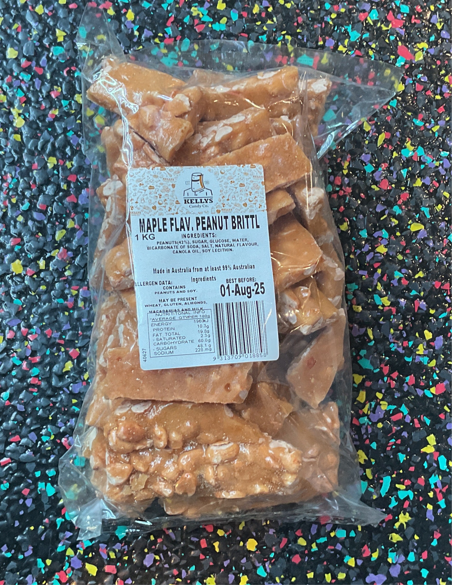 Kellys Maple Flavoured Peanut Brittle 1kg BULK