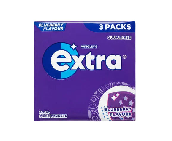 Wrigley's Extra Blueberry Chewing Gum 3 Packs - Tom's Confectionery Warehouse