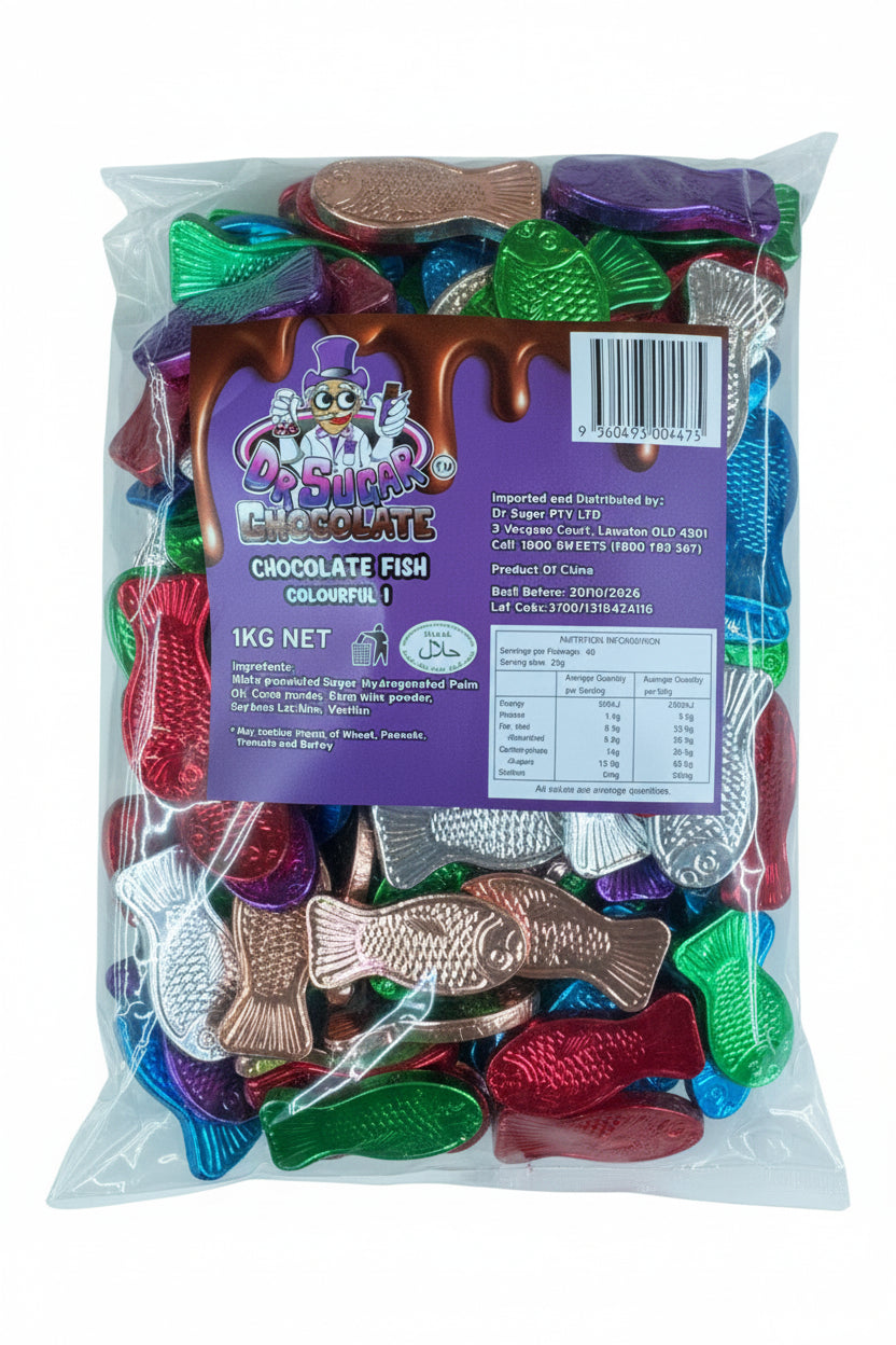 Dr Sugar - Mix Chocolate Fish 1kg - Tom's Confectionery Warehouse