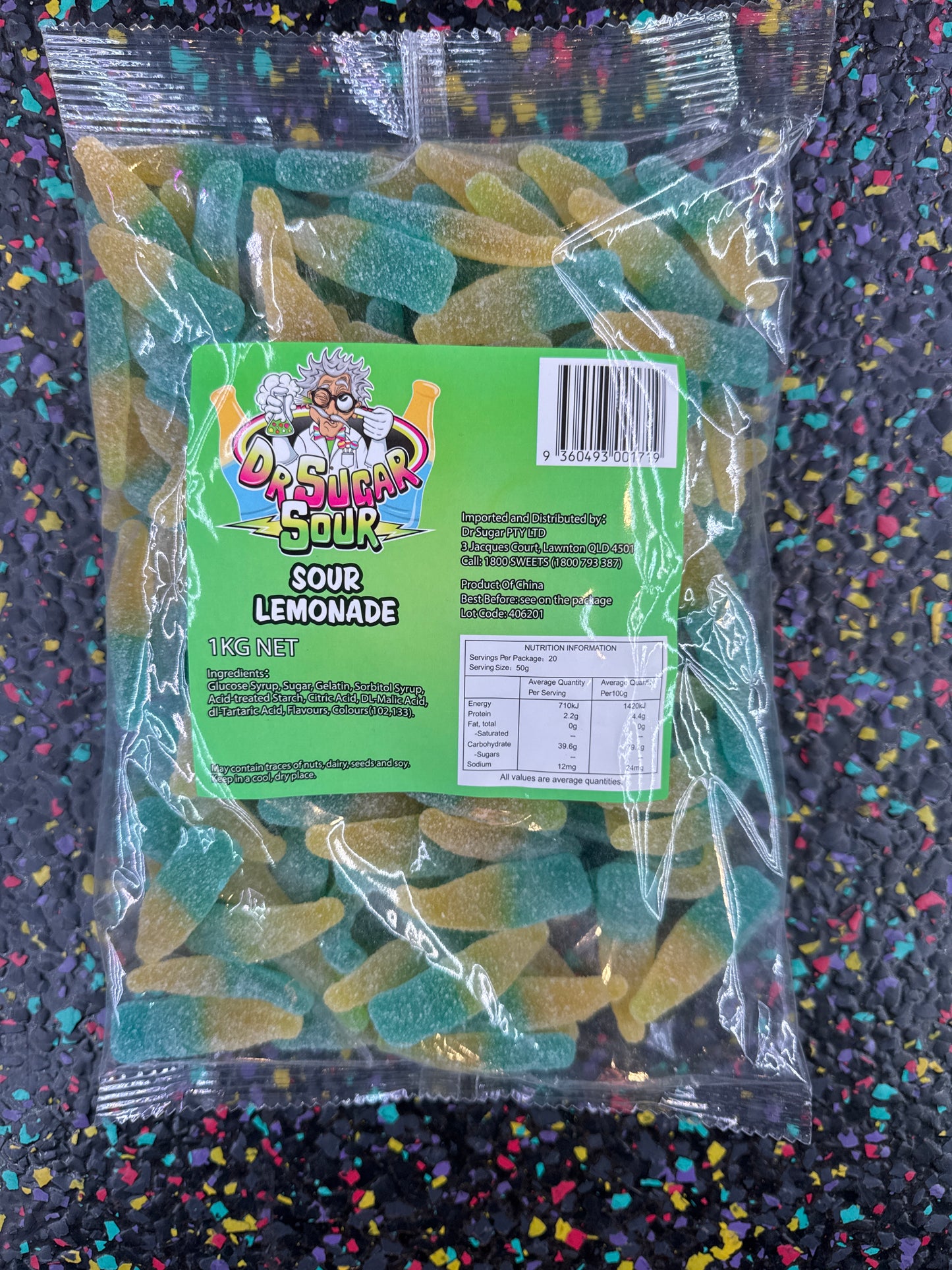 Dr. Sugar Sour Lemon Soda Cola Bottle 1kg