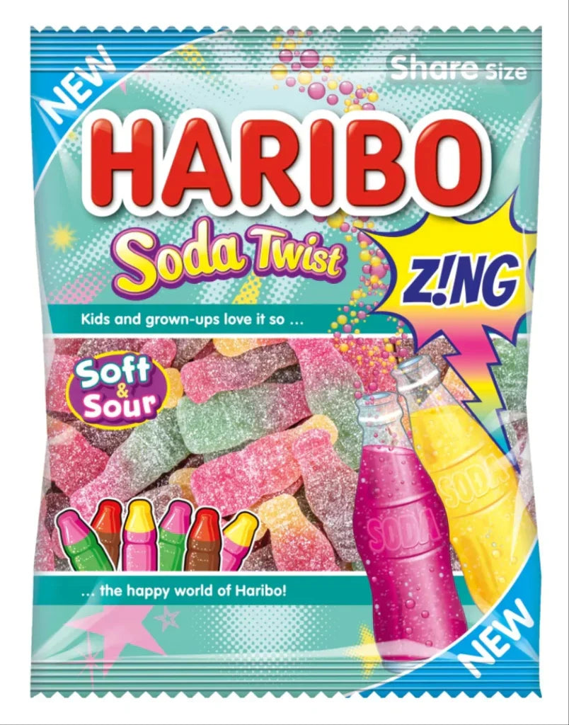 UK Haribo - Soda Twist Zing 176g - Tom's Confectionery Warehouse