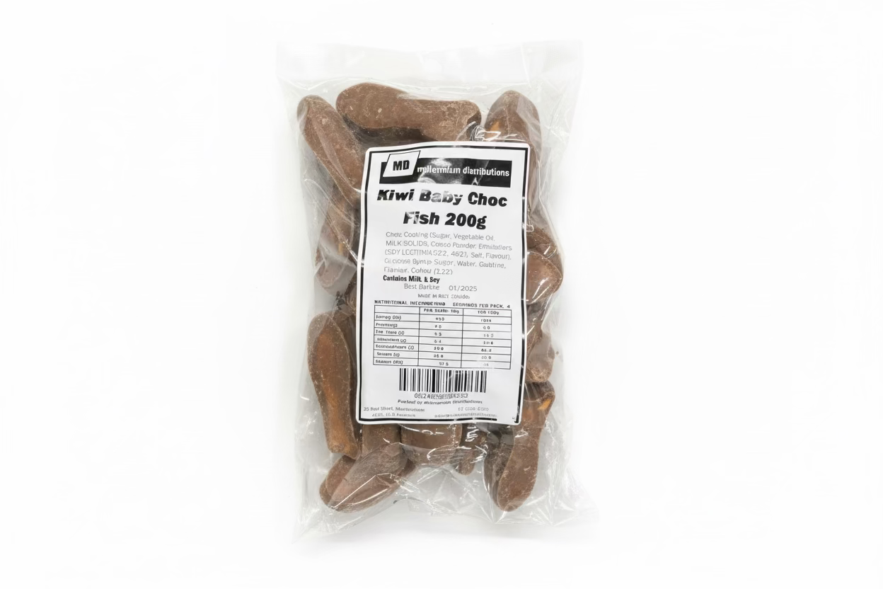 Kiwi Baby Choc Fish - 200g - Tom's Confectionery Warehouse