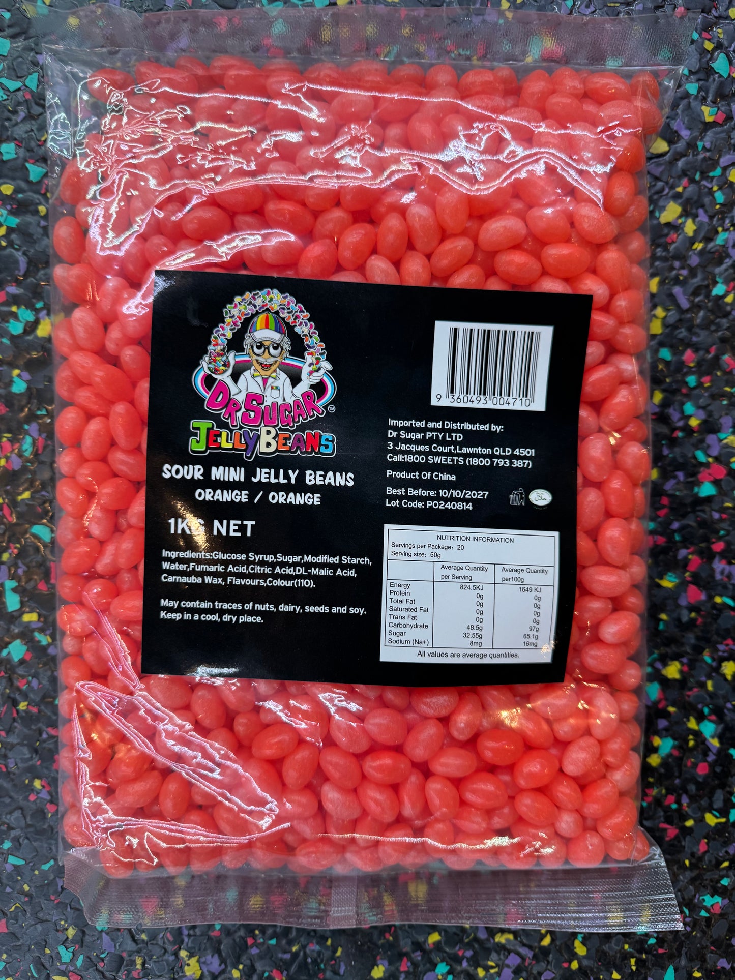 Dr Sugar - Sour Mini Jelly Beans Orange - Orange Flavoured 1kg