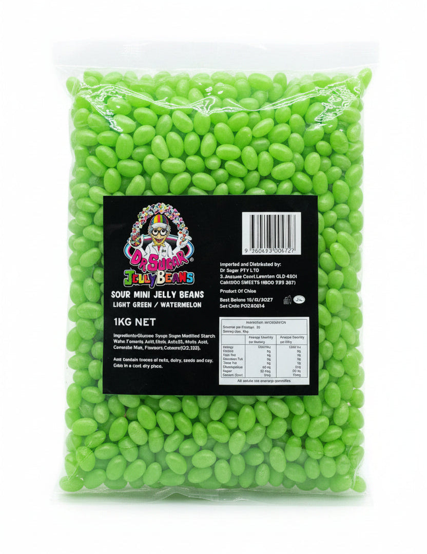 Dr Sugar - Sour Mini Jelly Beans Light Green - Watermelon Flavoured 1kg