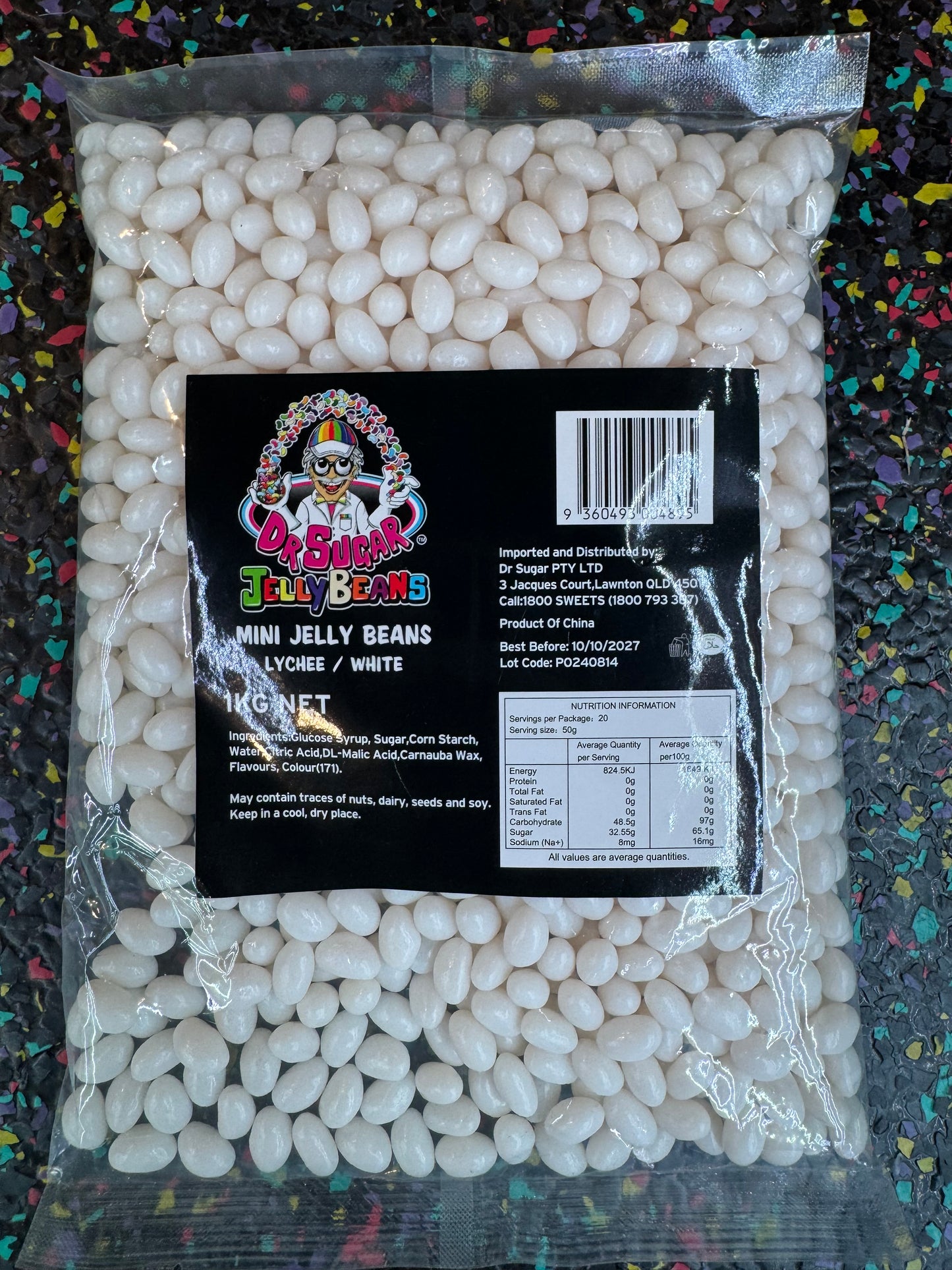 Dr Sugar - Mini Jelly Beans White - Lychee Flavoured 1kg