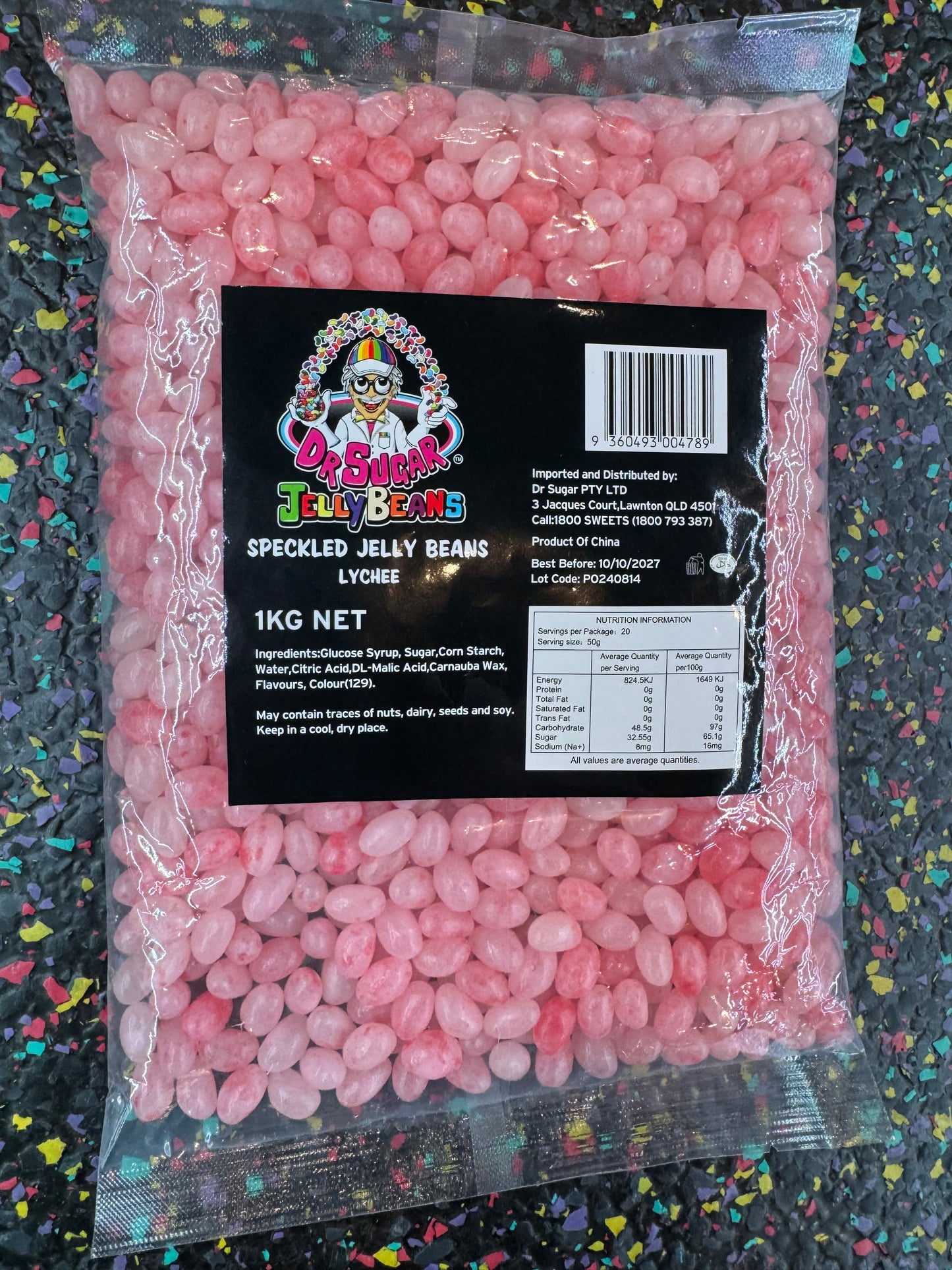 Dr Sugar - Speckled Light Pink Jelly Beans Lychee Flavour 1kg
