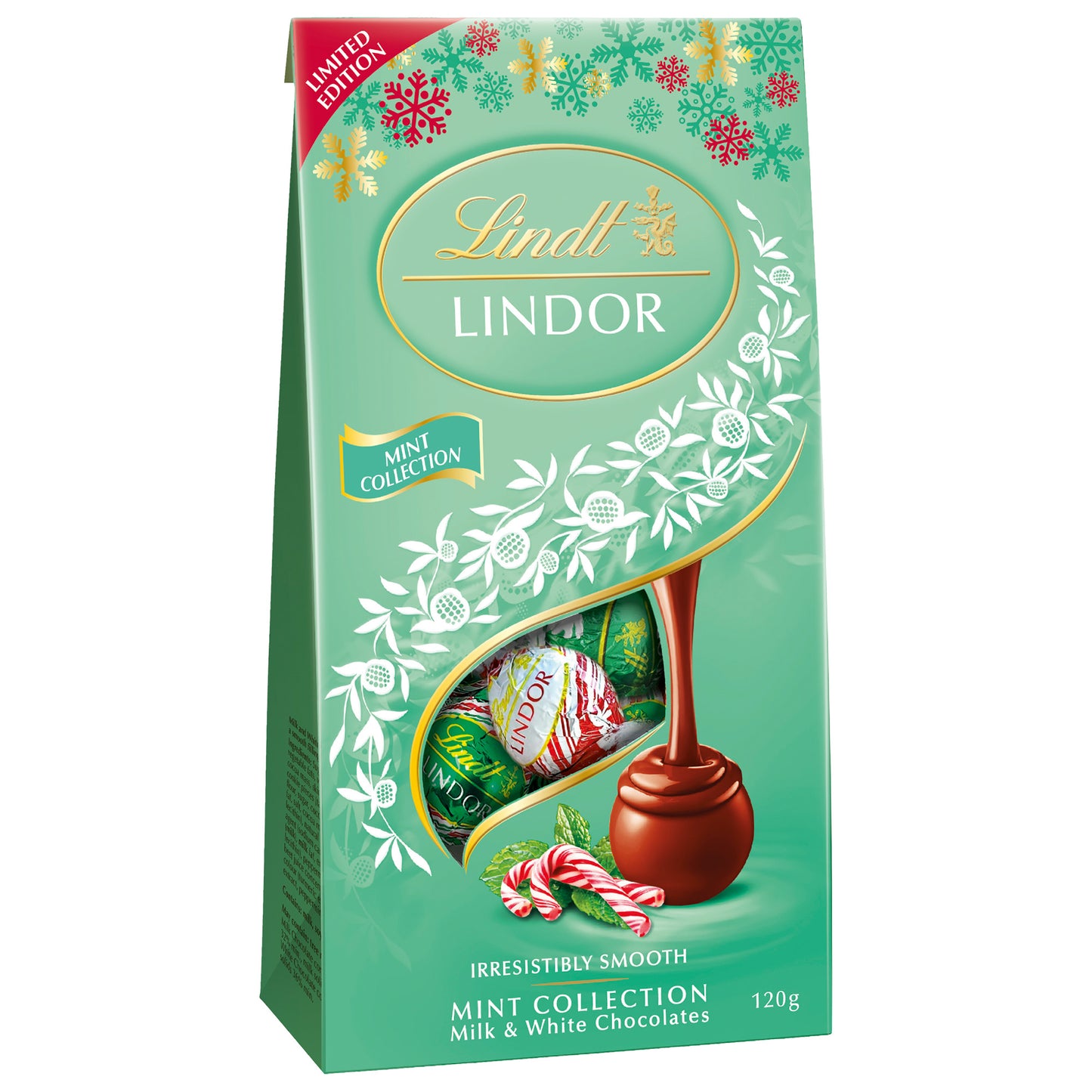 Lindt LINDOR Mint Christmas Collection 120g - Tom's Confectionery Warehouse