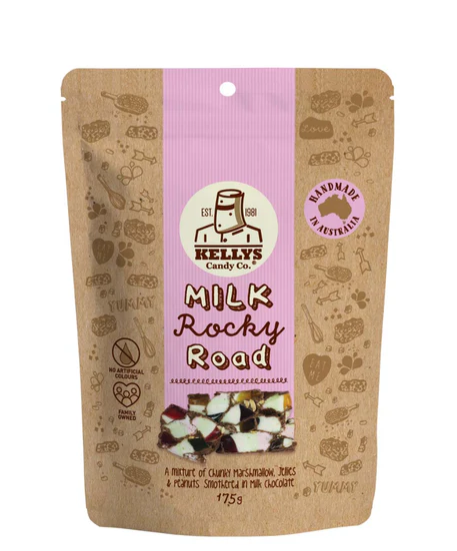 Kellys Milk Rocky Road 175g - Tom's Confectionery Warehouse