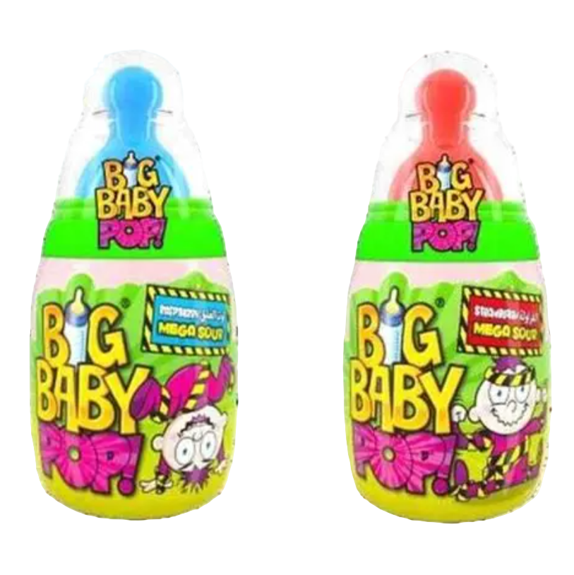 US Big Baby Pop Strawberry/Raspberry Mega Sour 32g
