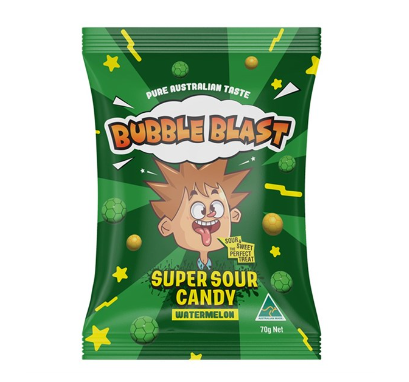 Bubble Blast Super Sour Candy Watermelon 70g