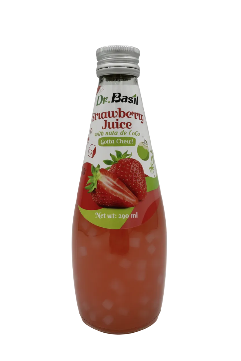 Dr. Basil Strawberry Juice with Nata De Coco 290ml - Tom's Confectionery Warehouse