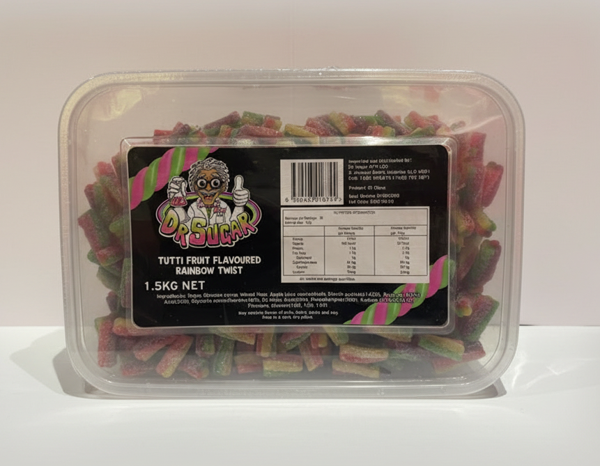 Dr Sugar Tutti Fruit Flavoured Rainbow Twist 1.5kg - Tom's Confectionery Warehouse