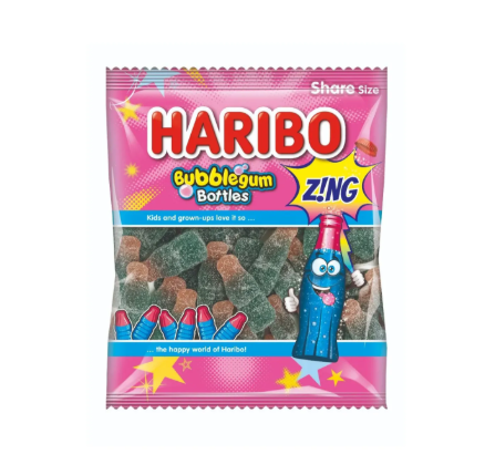 UK Haribo Bubblegum Bottles Zing 176g