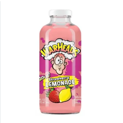 Warheads Strawberry Sour Lemonade Glass Bottle 473ml