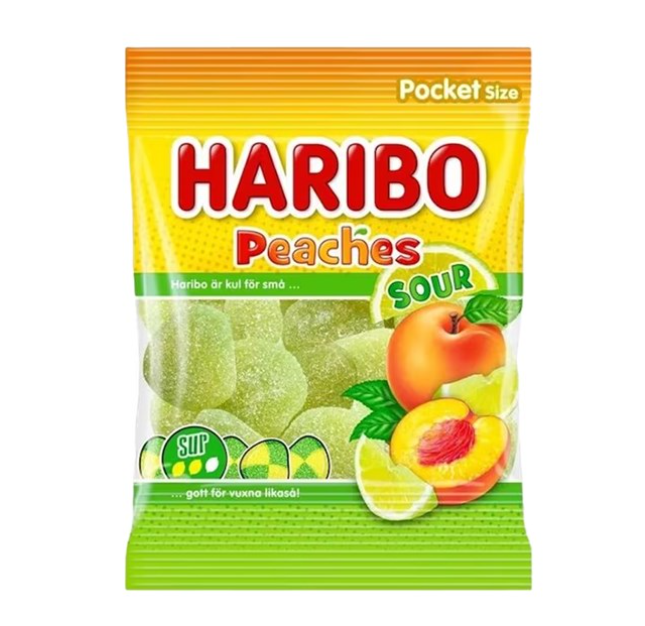Haribo Sour Green Peaches 70g