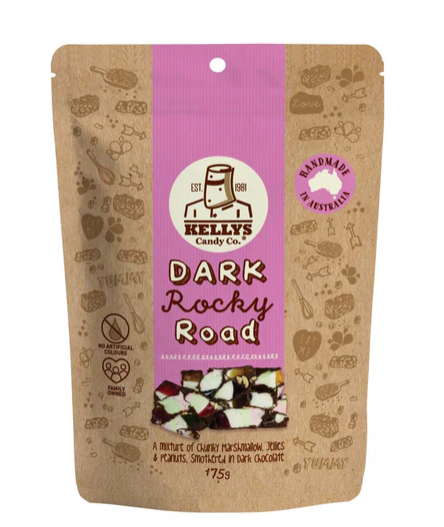 Kellys Dark Rocky Road 175g - Tom's Confectionery Warehouse