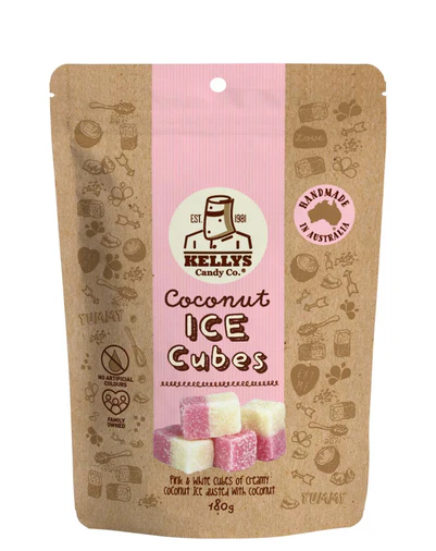 Kellys Coconut Ice Cubes 180g - Tom's Confectionery Warehouse