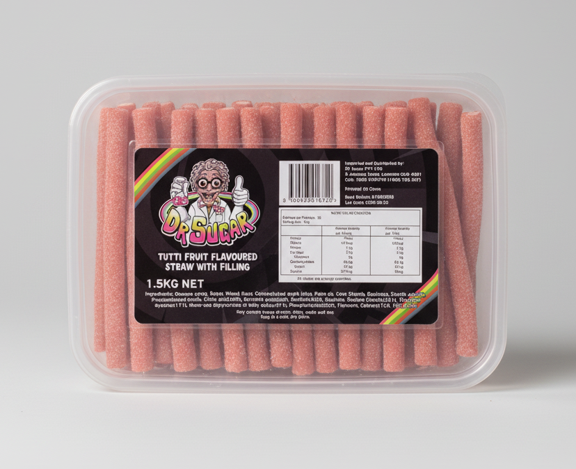 Dr Sugar Tutti Frutti Filled Straw – Red 1.5kg