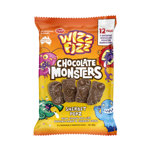 Wizz Fizz Sherbert Popz Chocolate Monsters 180g