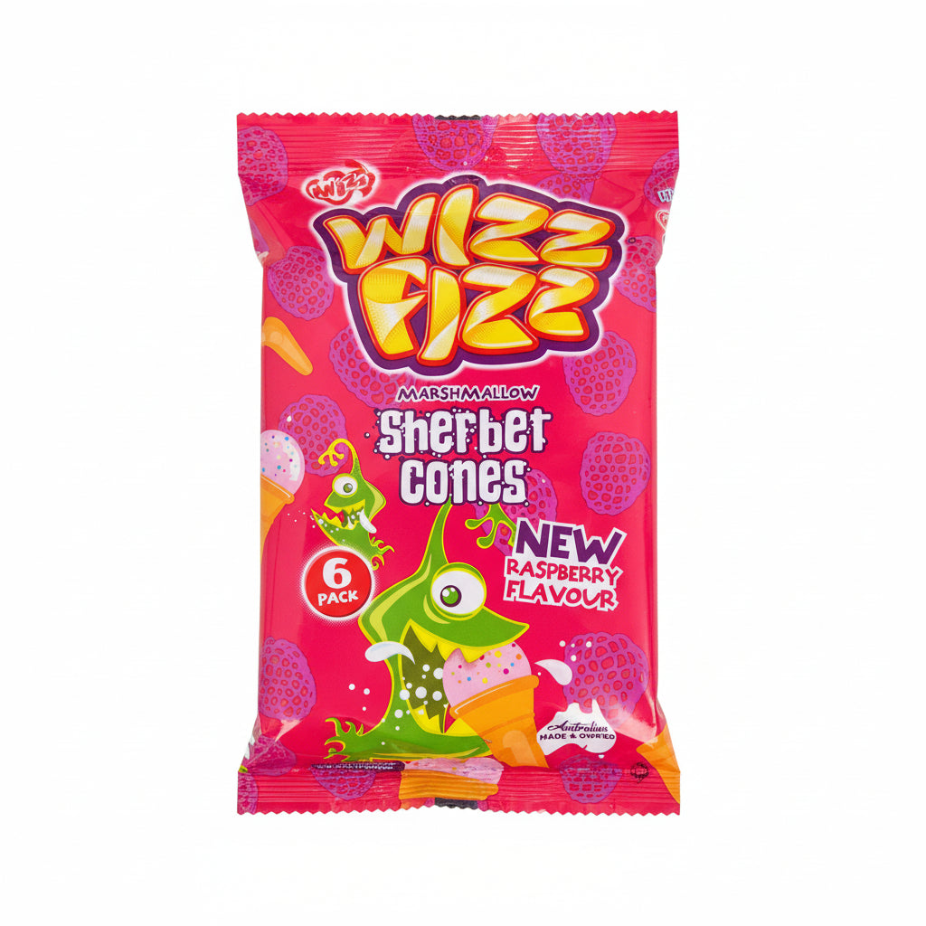 Fyna Wizz Fizz Raspberry Sherbet Cones 5pk 70g - Tom's Confectionery Warehouse