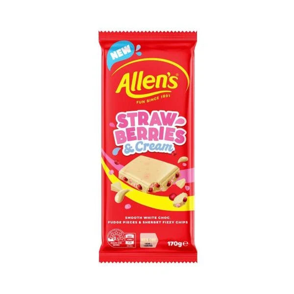 Allens Strawberries & Cream Chocolate Block 170g