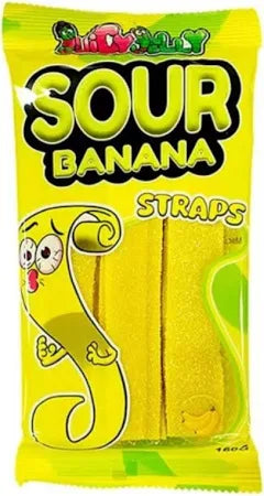 Juicy Jelly Straps Banana 160g - Tom's Confectionery Warehouse