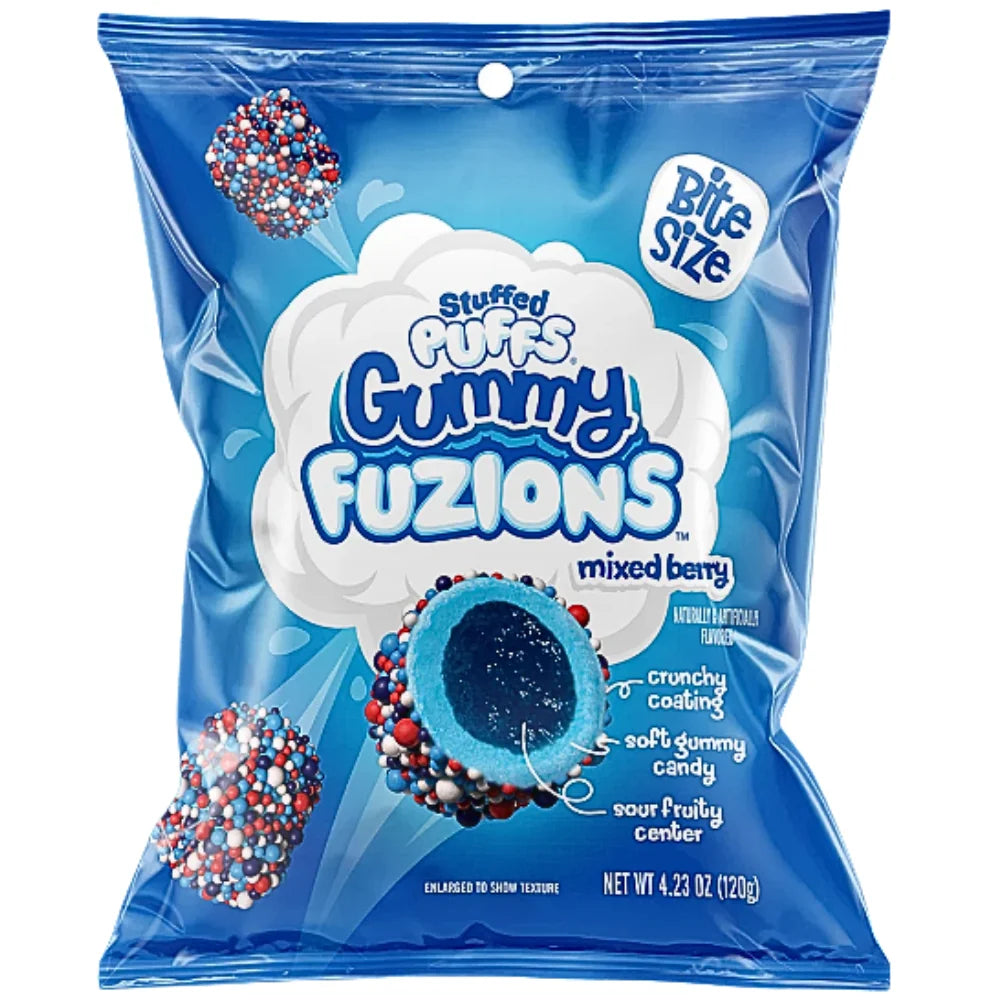 US Stuffed Puffs Gummy Fuzions Mixed Berry 120g