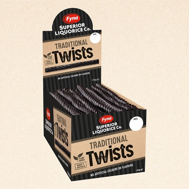 Fyna Superior Liquorice Co. Traditional Twists 2.46kg - Tom's Confectionery Warehouse