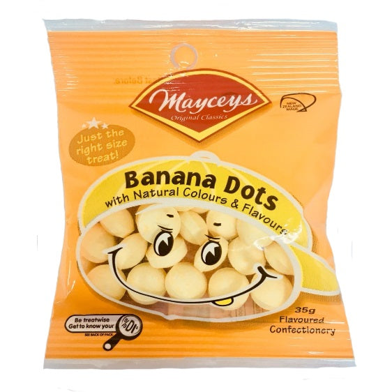 Mayceys Banana Dots 35g - Tom's Confectionery Warehouse
