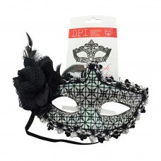 Glitter Star Mask W/FlowerBlack